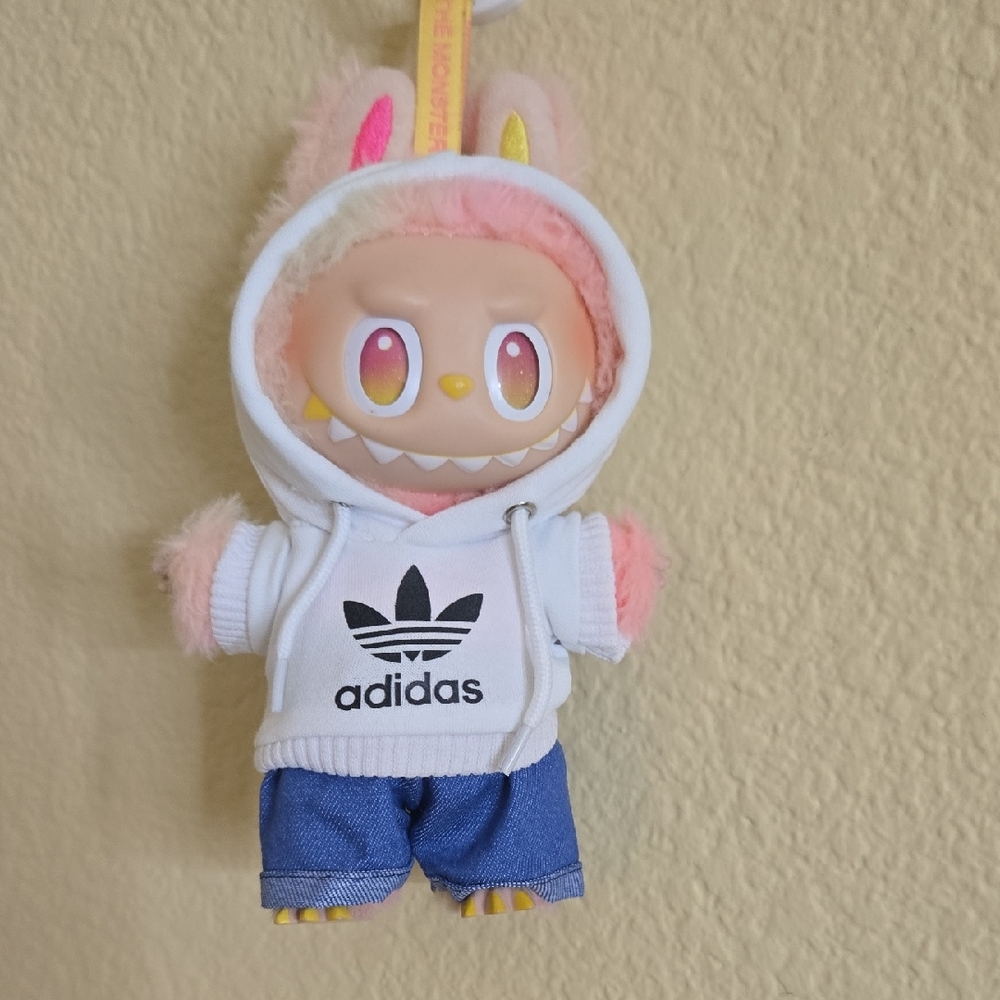 Labubu Clothes - White Hoodie With Blue Pants *Labubu Not Included*